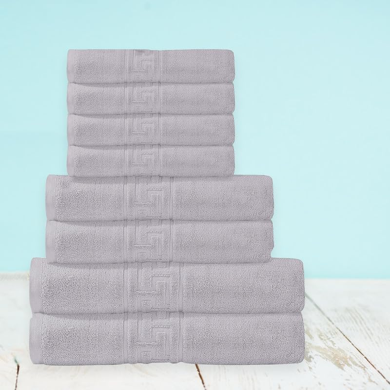 DTEX HOMES 8-Piece Egyptian Cotton Towel Set, 600 GSM Luxury – Silver