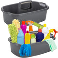 TOPZEA 2-Pack Large Plastic Cleaning Supplies Caddy with Handle | Grey