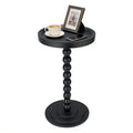 Simcat Round Side Table Bamboo Joint Design, Small Round Coffee Table for Small Spaces with Solid Wood Leg for Living Room, Bedroom, Corners