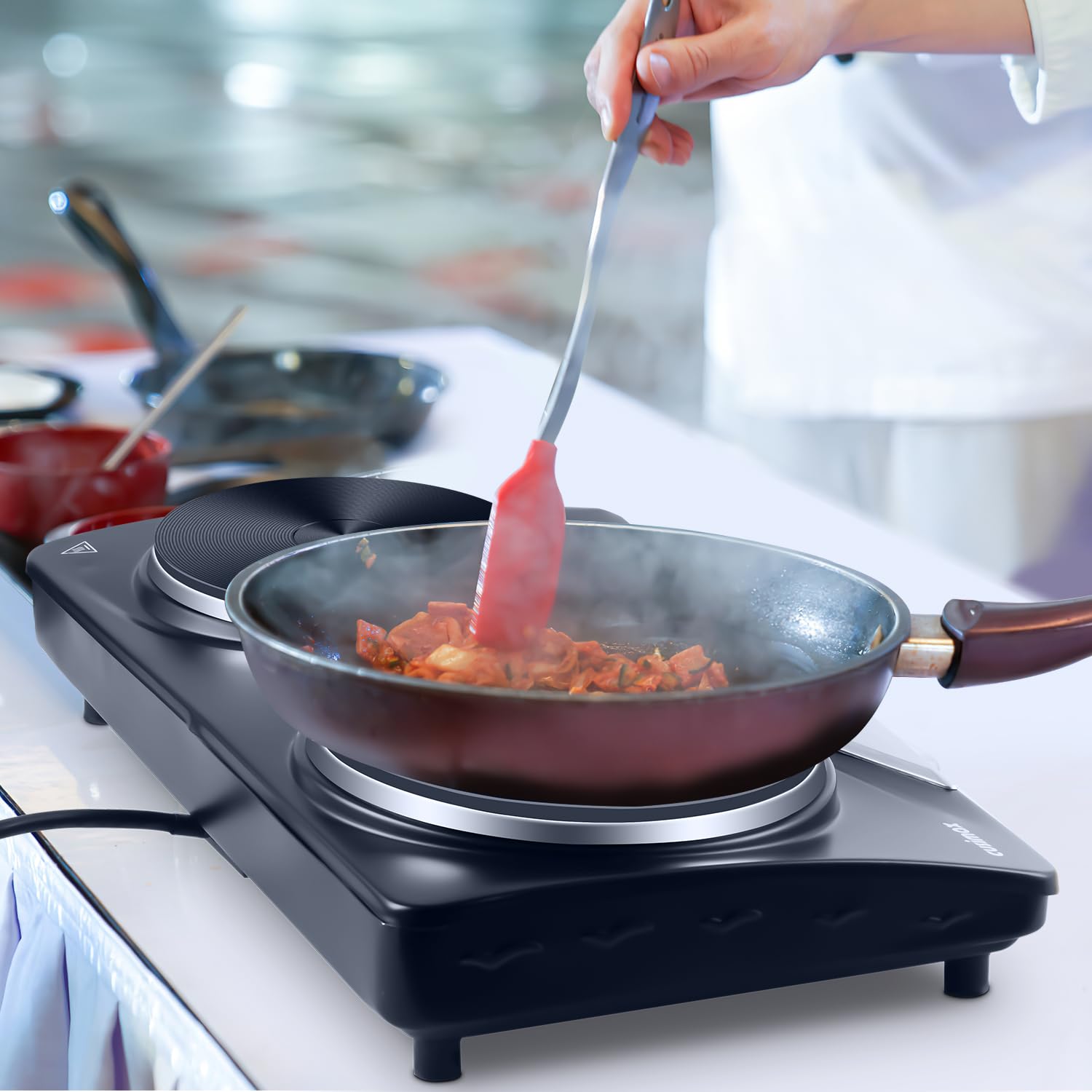 CUSIMAX 2500W Double Electric Hob – Portable Cast Iron Hot Plate Burner
