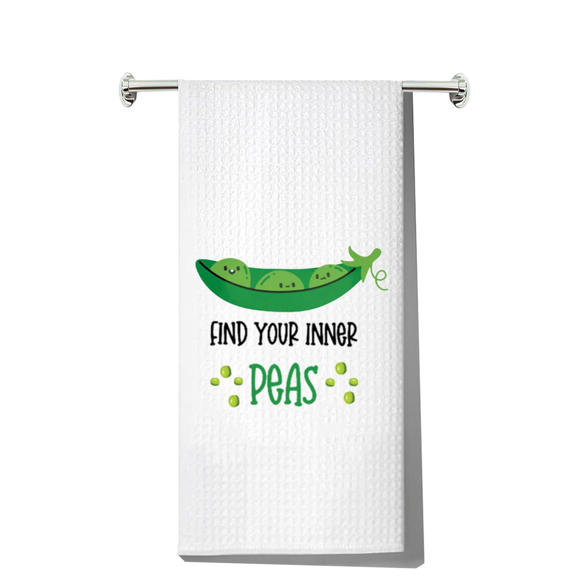 LEVLO Funny Pea Pod Kitchen Towel Peas Lover Gift Vegetable Find Your Inner Peas Dish Towel Veggies Peas Merchandise Peas Towel