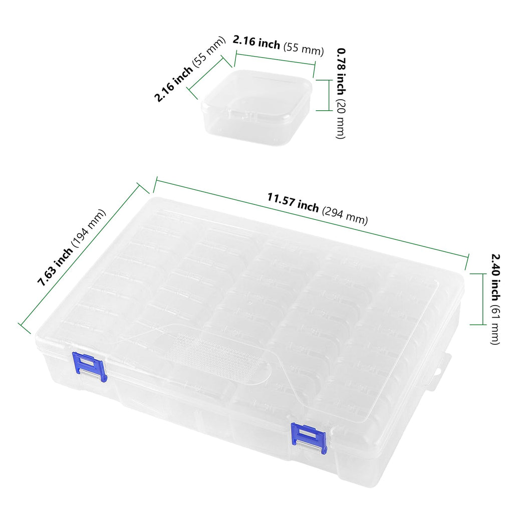 HAKZEON 2 Pack 92 Grids Small Bead Organisers, Clear Bead Storage Containers with Hinged Lid for Diamond Painting Accessories, Jewellery Making - image 2