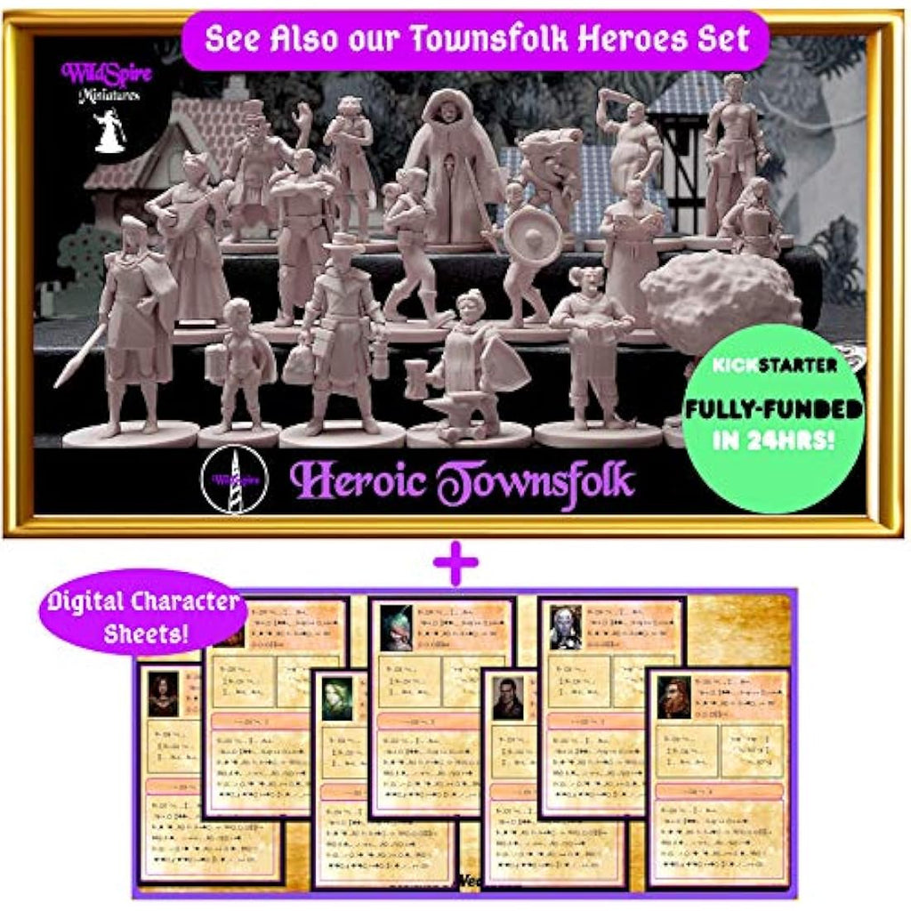 Wildspire Heroes & Troll King DND Miniatures | 29 Unpainted 28mm Figures