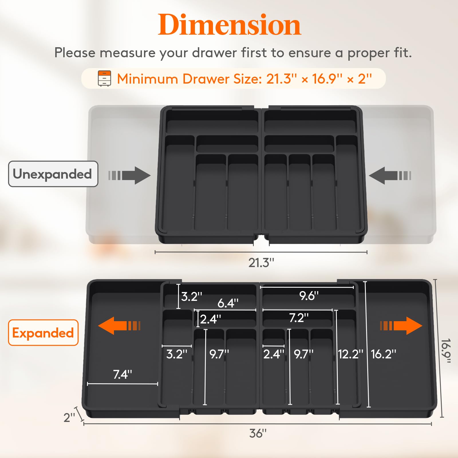 Lifewit Extra Large Cutlery Drawer Organiser | Expandable Utensil Tray