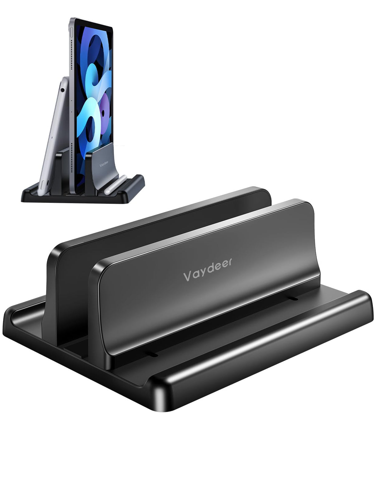VAYDEER Vertical Laptop Stand, 1-Slot, Adjustable, ABS, Black - image 1