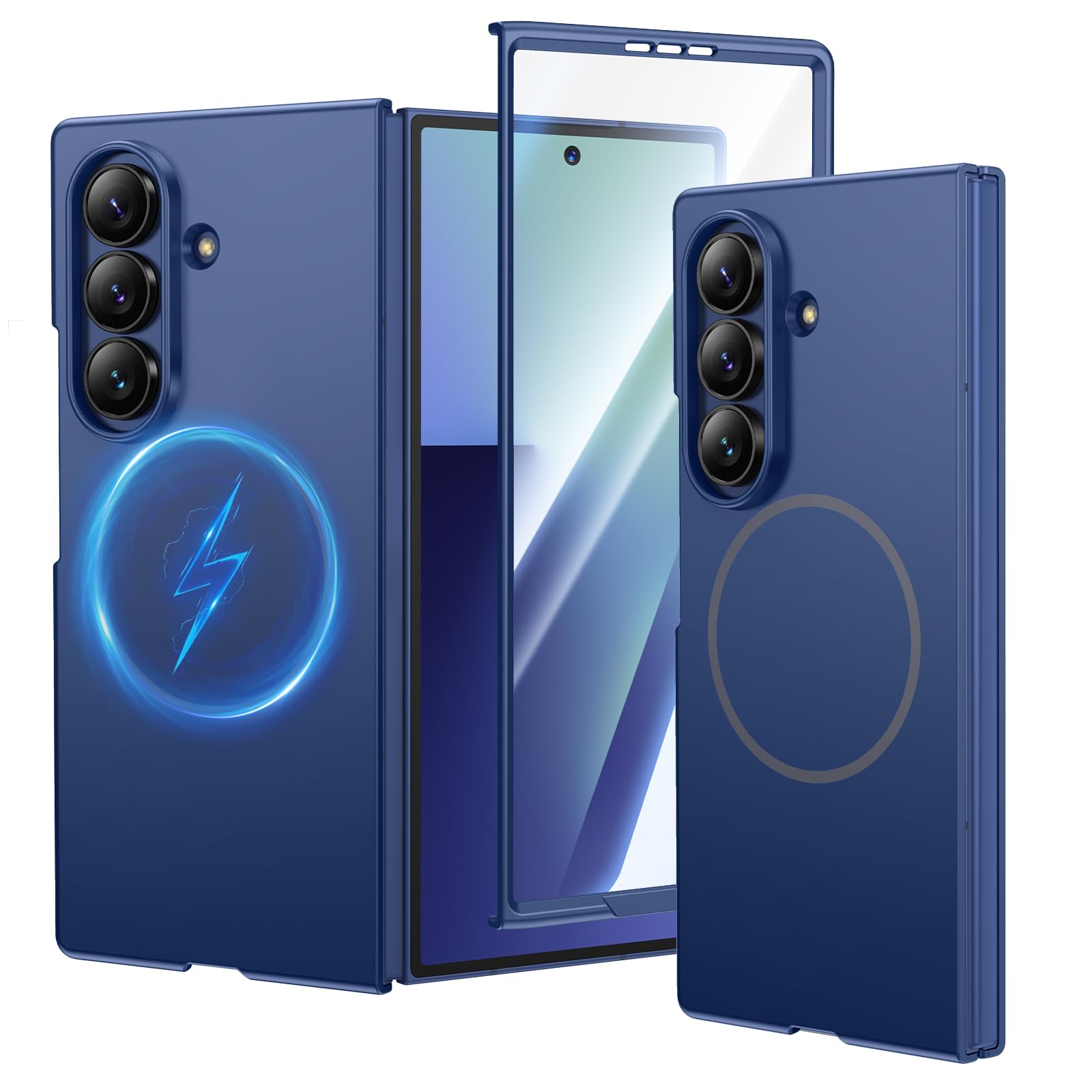 HWeggo Samsung Galaxy Z Fold 7 Case - Magnetic Slim Matte Cover, Blue