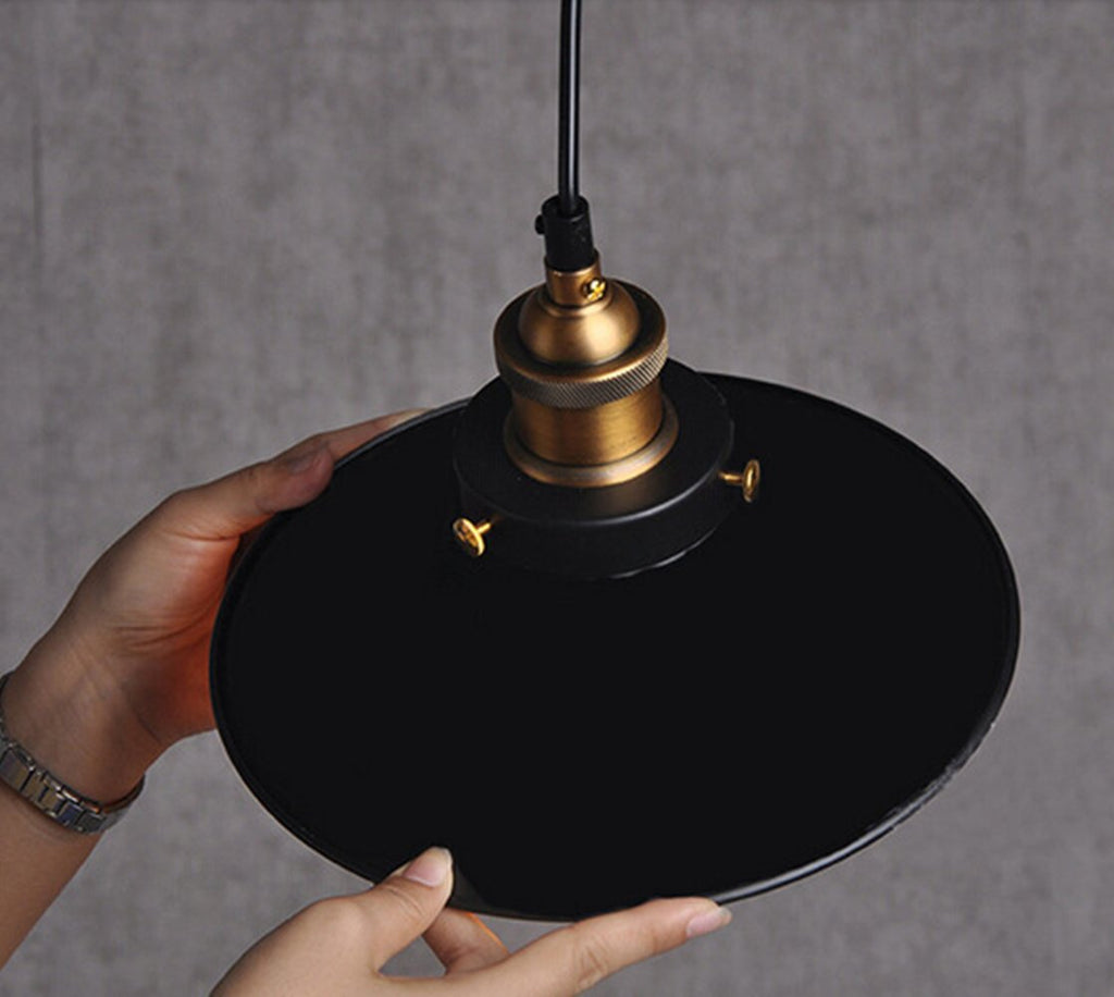 Chrasy 2-Pack Industrial Pendant Light – Vintage Black Metal Edison Lamp