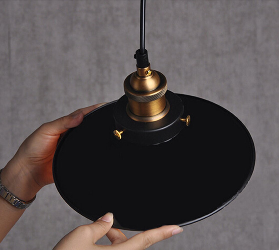 Chrasy 2-Pack Industrial Pendant Light – Vintage Black Metal Edison Lamp