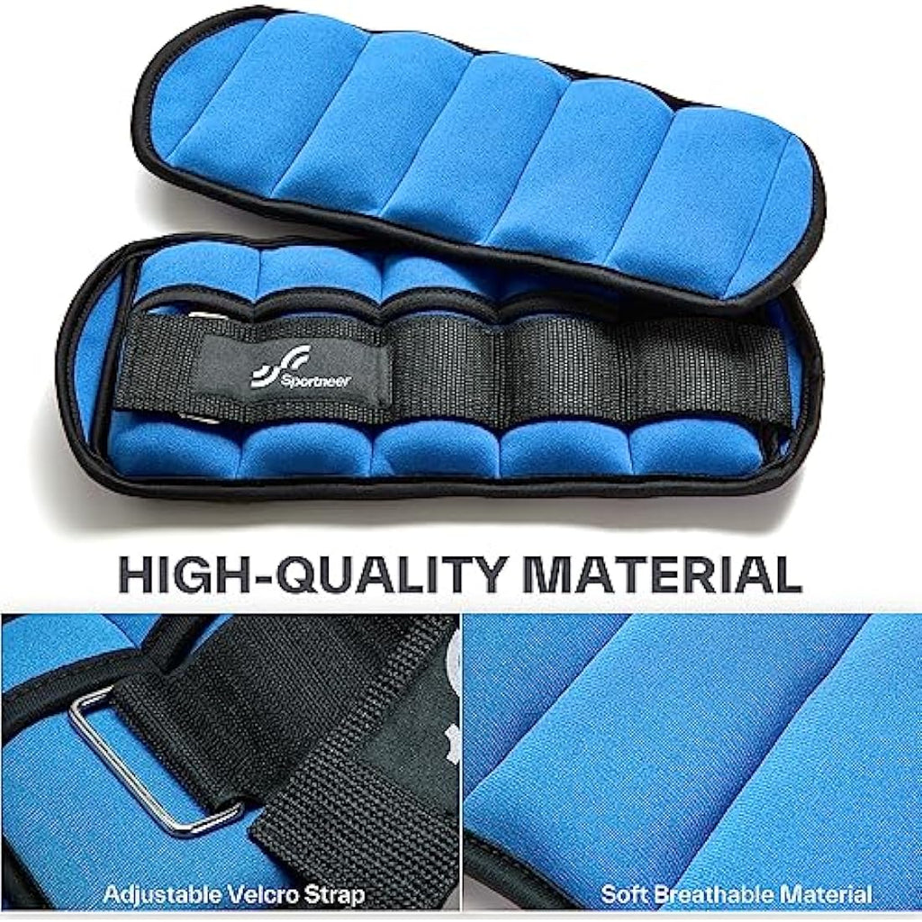 Sportneer Adjustable Ankle Weights Set | Neoprene Wrist Straps 0.9-4.5kg