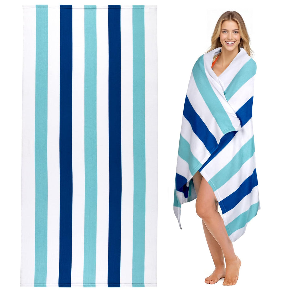 Ouxiaobai Large Oversized Beach Towel - Microfiber Sand Free 35 x 70 Inch Quick Dry Lightweight Pool Towel for Adults, Thin Striped Swim Towel - image 1