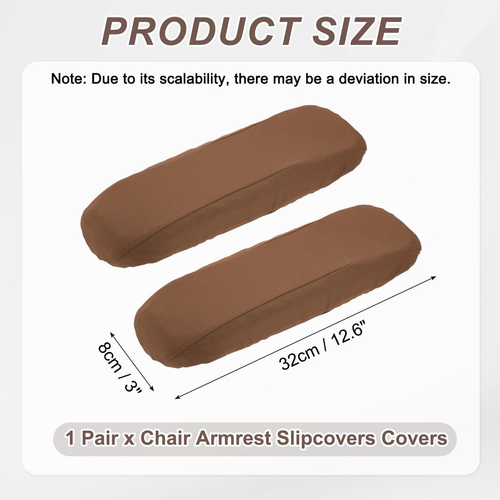 sourcing map Chair Armrest Slipcovers Covers, 32 x 8cm Polyester Removable Seat Hand Rest Protector for Office Chairs Desk ChairBrown - image 2