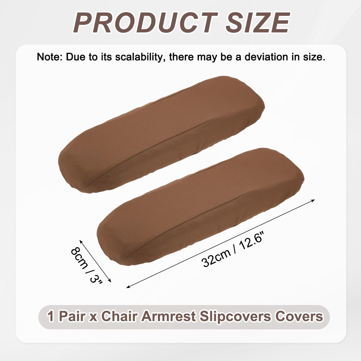 sourcing map Chair Armrest Slipcovers Covers, 32 x 8cm Polyester Removable Seat Hand Rest Protector for Office Chairs Desk ChairBrown - image 2