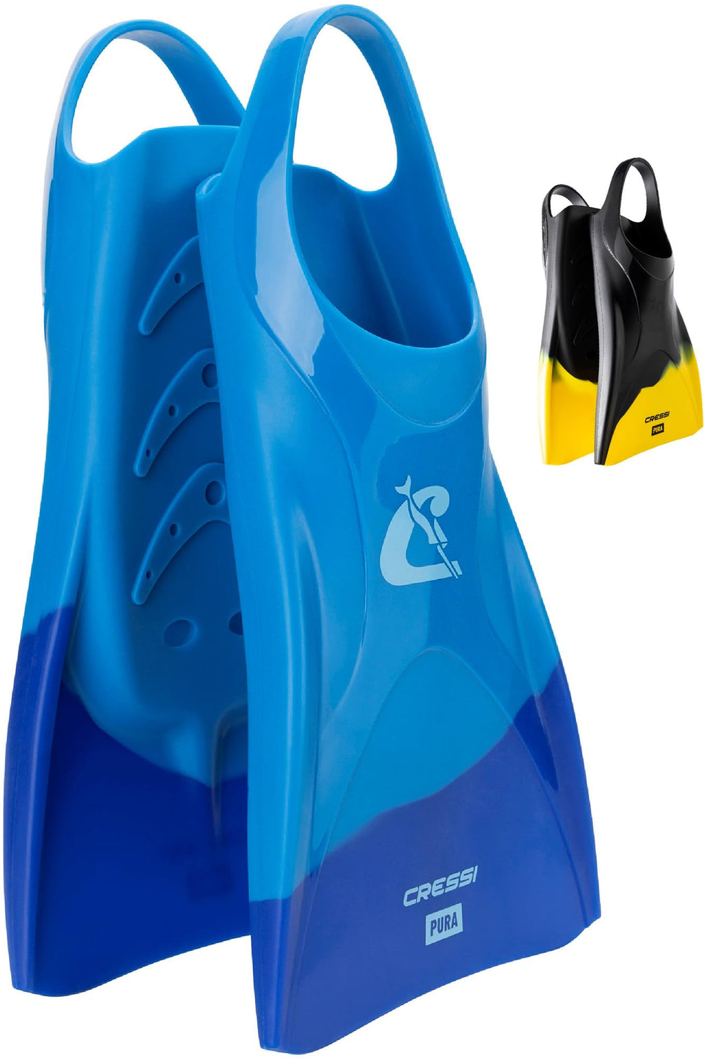 Cressi Pura Adult Swim Fins | Flexible Silicone Training Fins - Blue