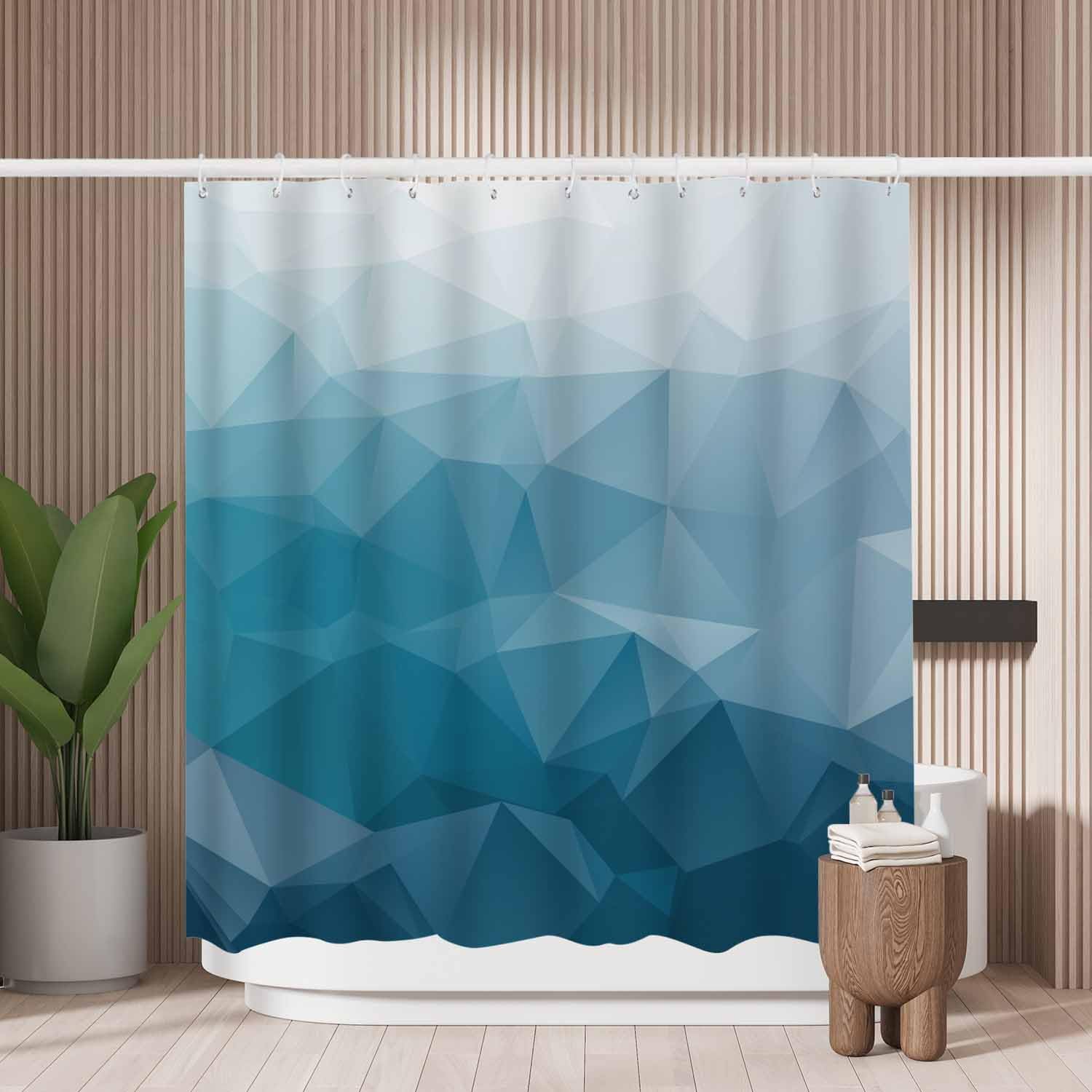 Woutay Abstract Geometric Shower Curtain – Mold Resistant Polyester Fabric