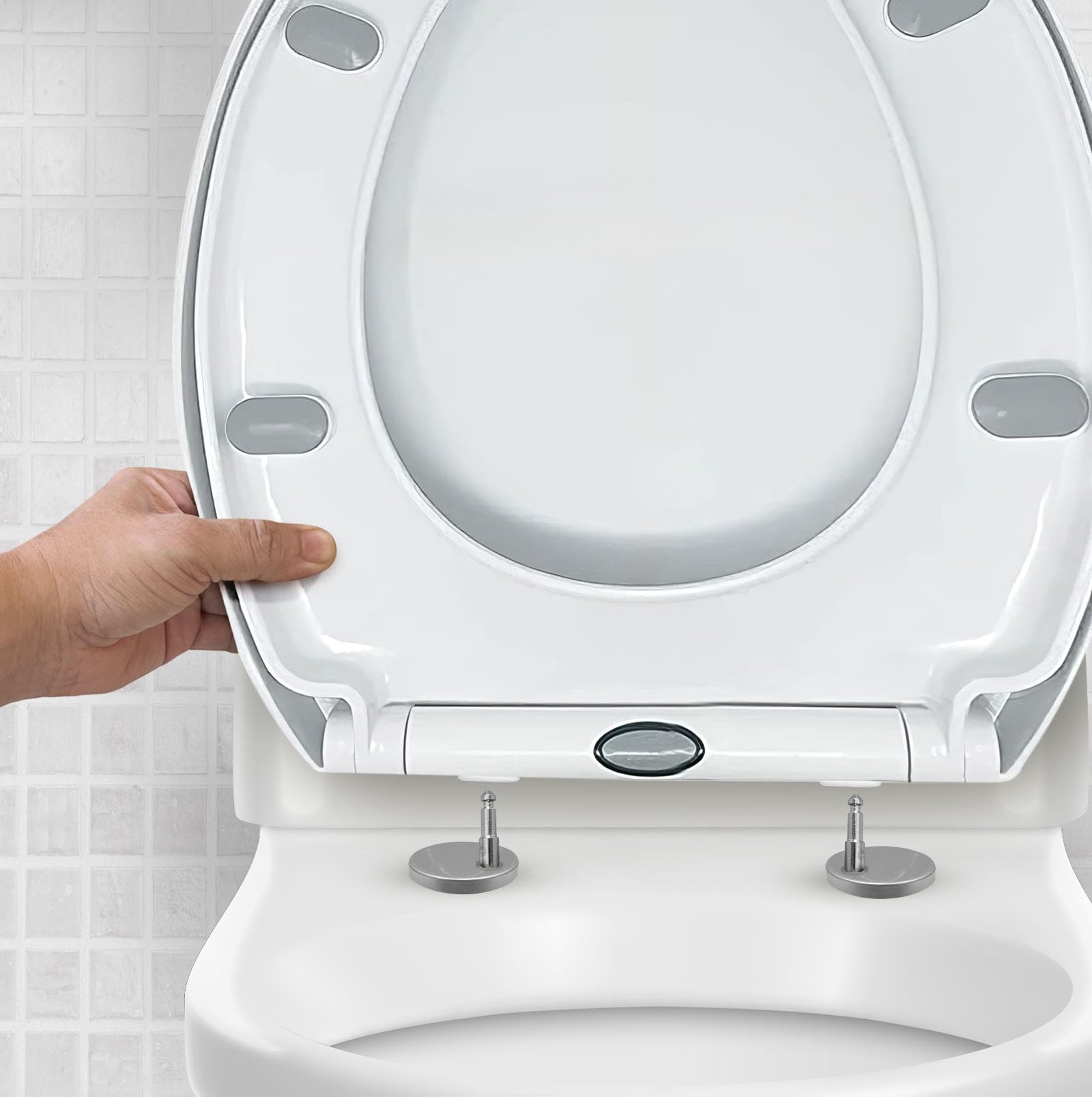 CUQOO Oval Toilet Seat – Soft Close White Seat with Quick Release