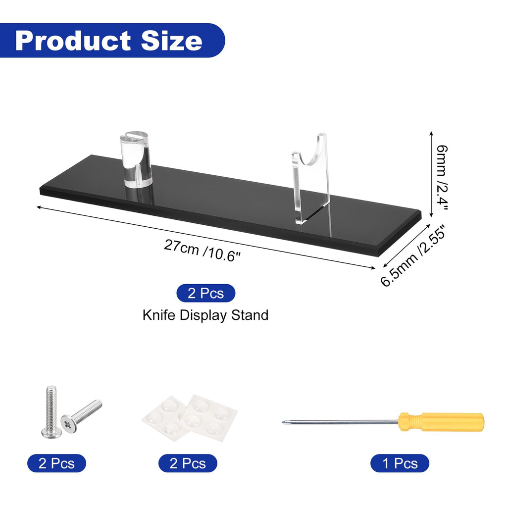 sourcing map 2 Pack Acrylic Knife Display Stand, Knife Collection Display Stand Holder for Display Knife on Desktop Black - image 2