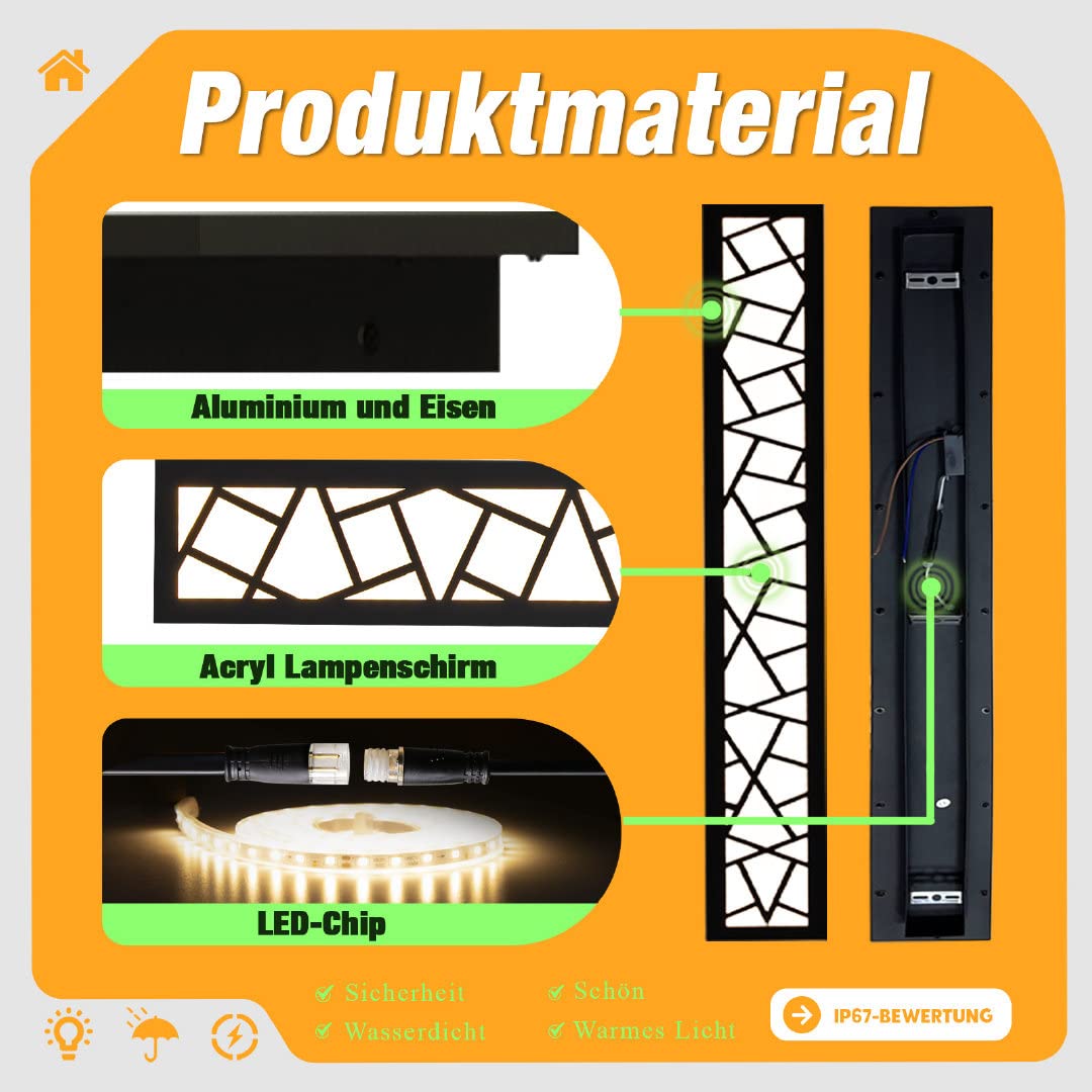 LUOLONG IP67 Waterproof LED Long Wall Light | Anthracite Aluminum 80CM