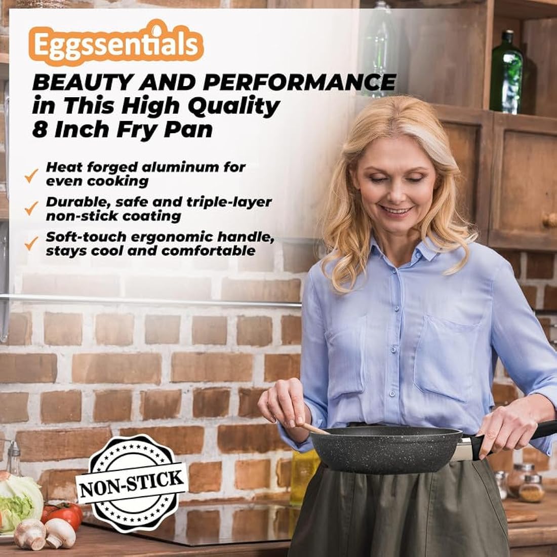2-in-1 Egg Poacher & Nonstick Granite Fry Pan with Lid