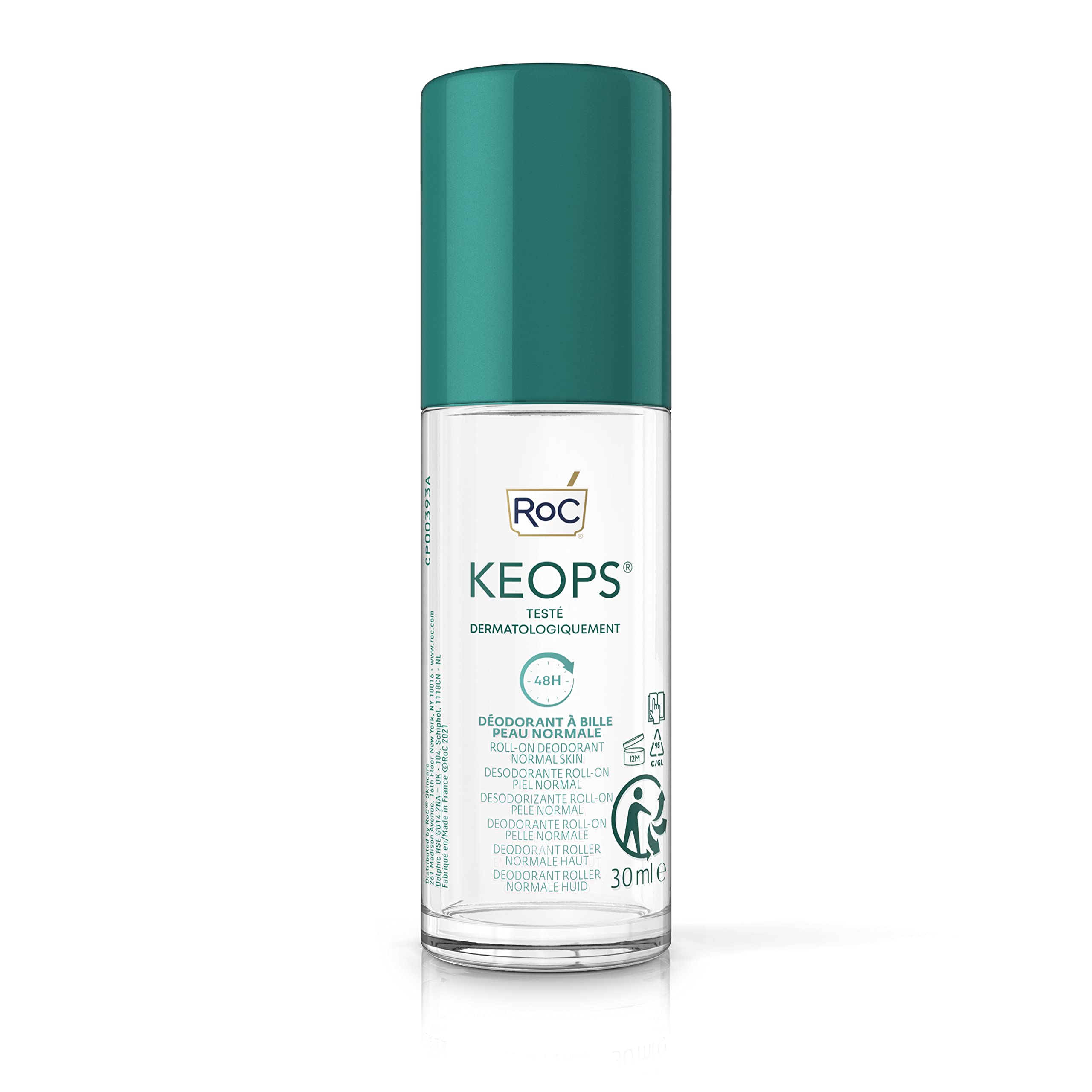 RoC KEOPS Roll-On Deodorant – 48h Fragrance-Free & Alcohol-Free 30ml