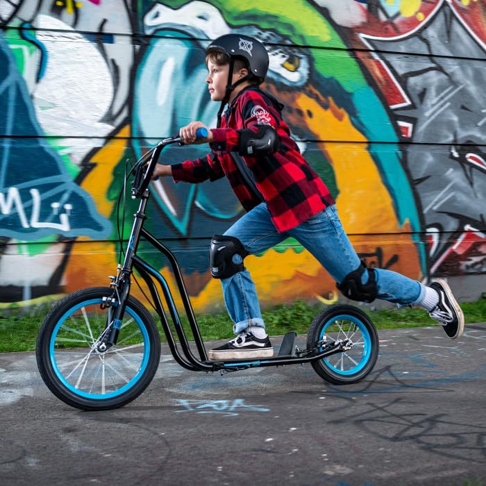 Xootz Kids BMX Scooter | Blue Steel Frame with Pneumatic Tyres
