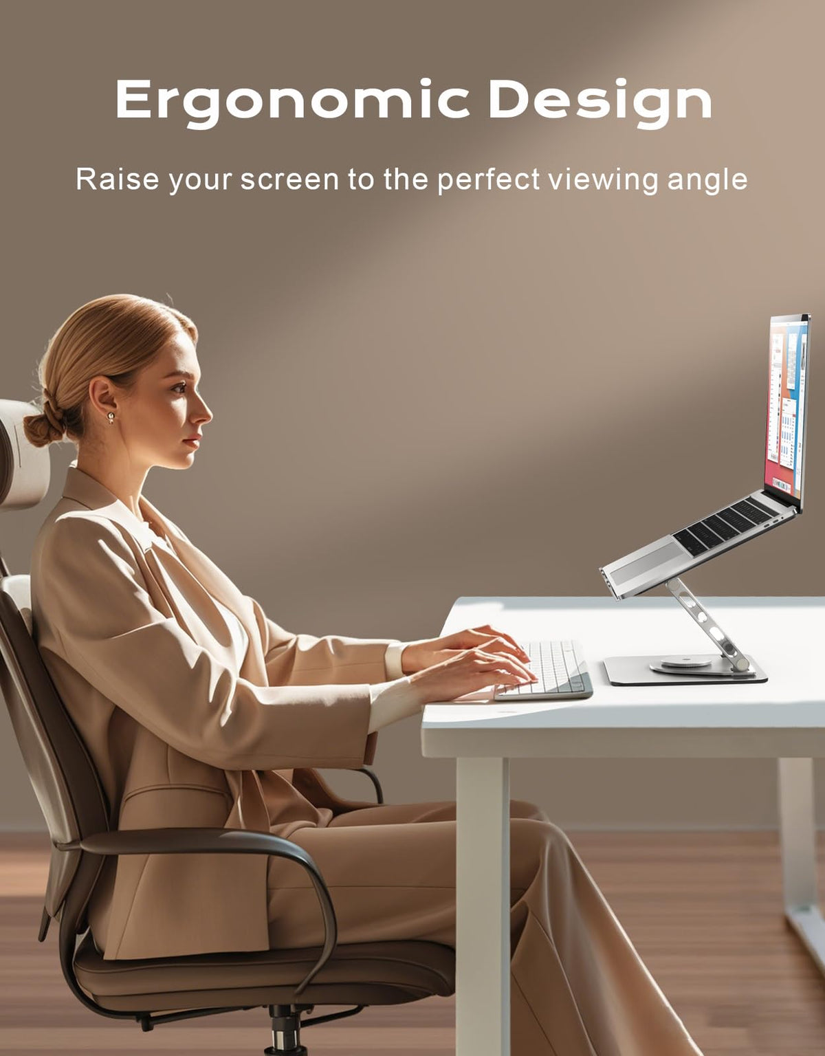 Glangeh Laptop Stand 360° Flexible Rotating, Dual-Bar Support & Height Adjustable Laptop Riser Stand for Desk