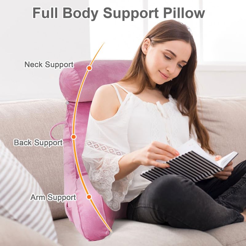 Mingfuxin Reading Pillow | Velvet Bed Backrest with Neck and Arm Support