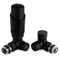 VANCOCO Matte Black Thermostatic Radiator Valve Set - H62 Brass Corner