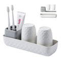 Vowupt Toothbrush Holder Set – White Plastic Organizer with 2 Cups