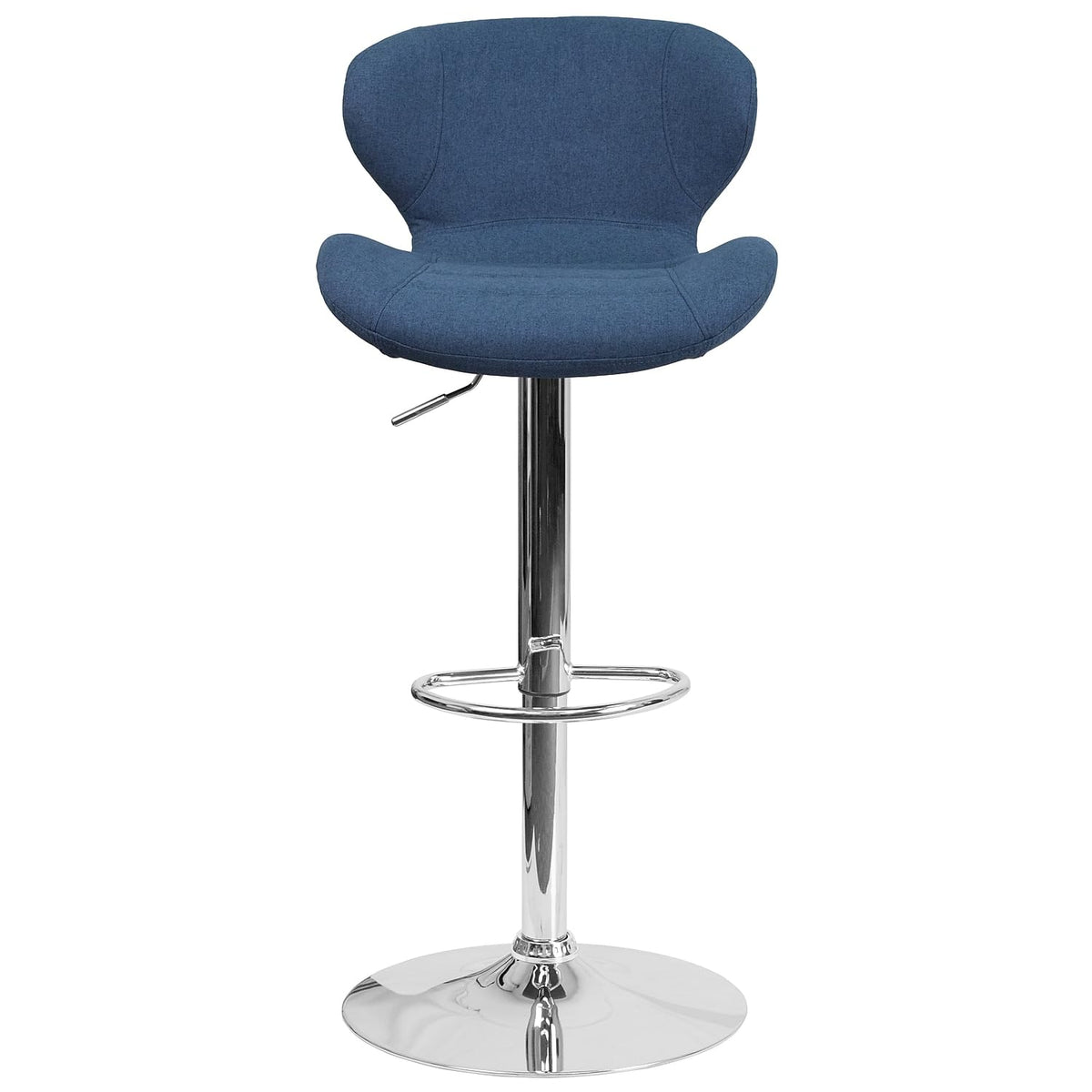 Flash Furniture Denville 2 Pack Contemporary Blue Fabric Adjustable Height Barstool with Curved Back and Chrome Base - image 4