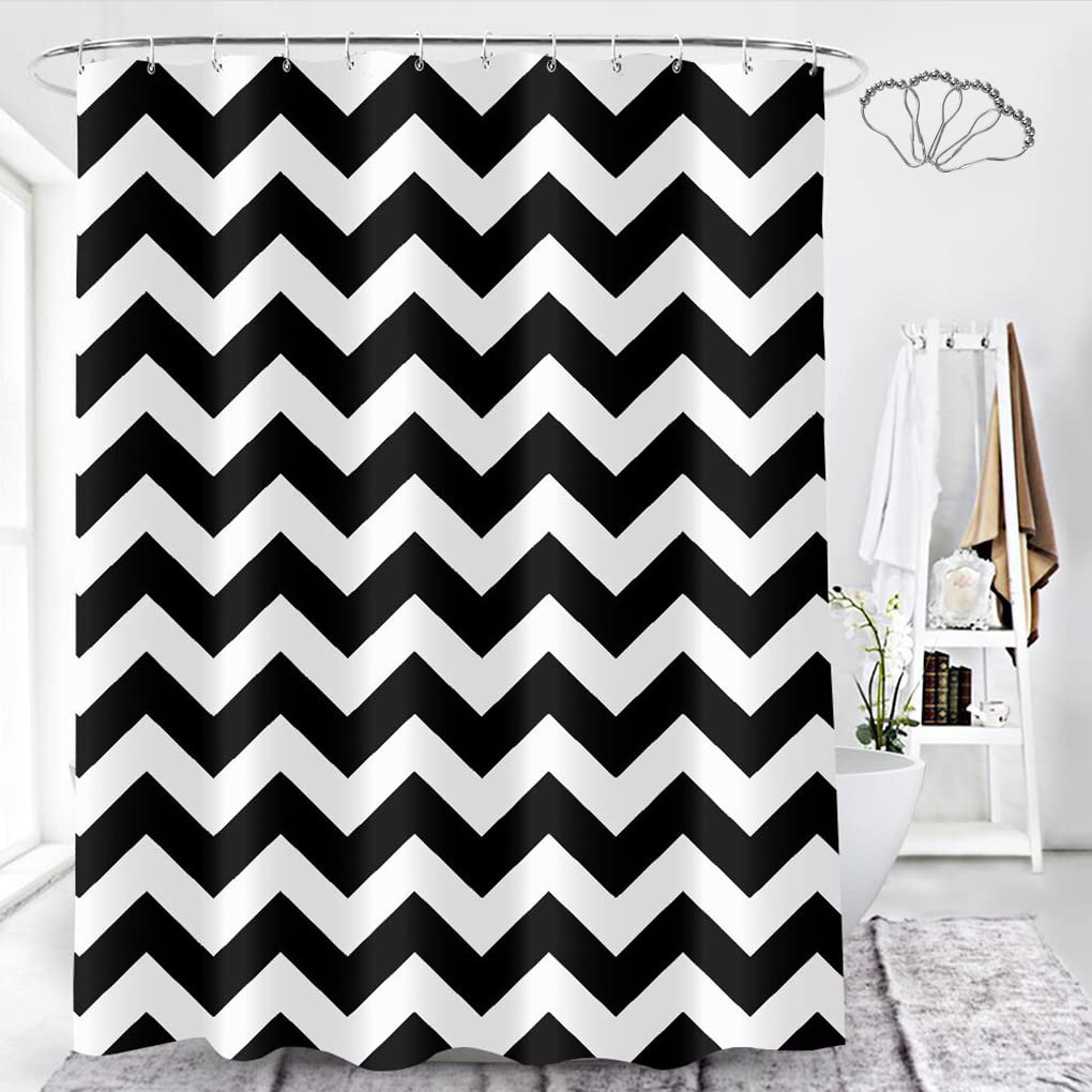 DeKeLaiFu Chevron Shower Curtain – Heavy Duty Waterproof Fabric with Hooks