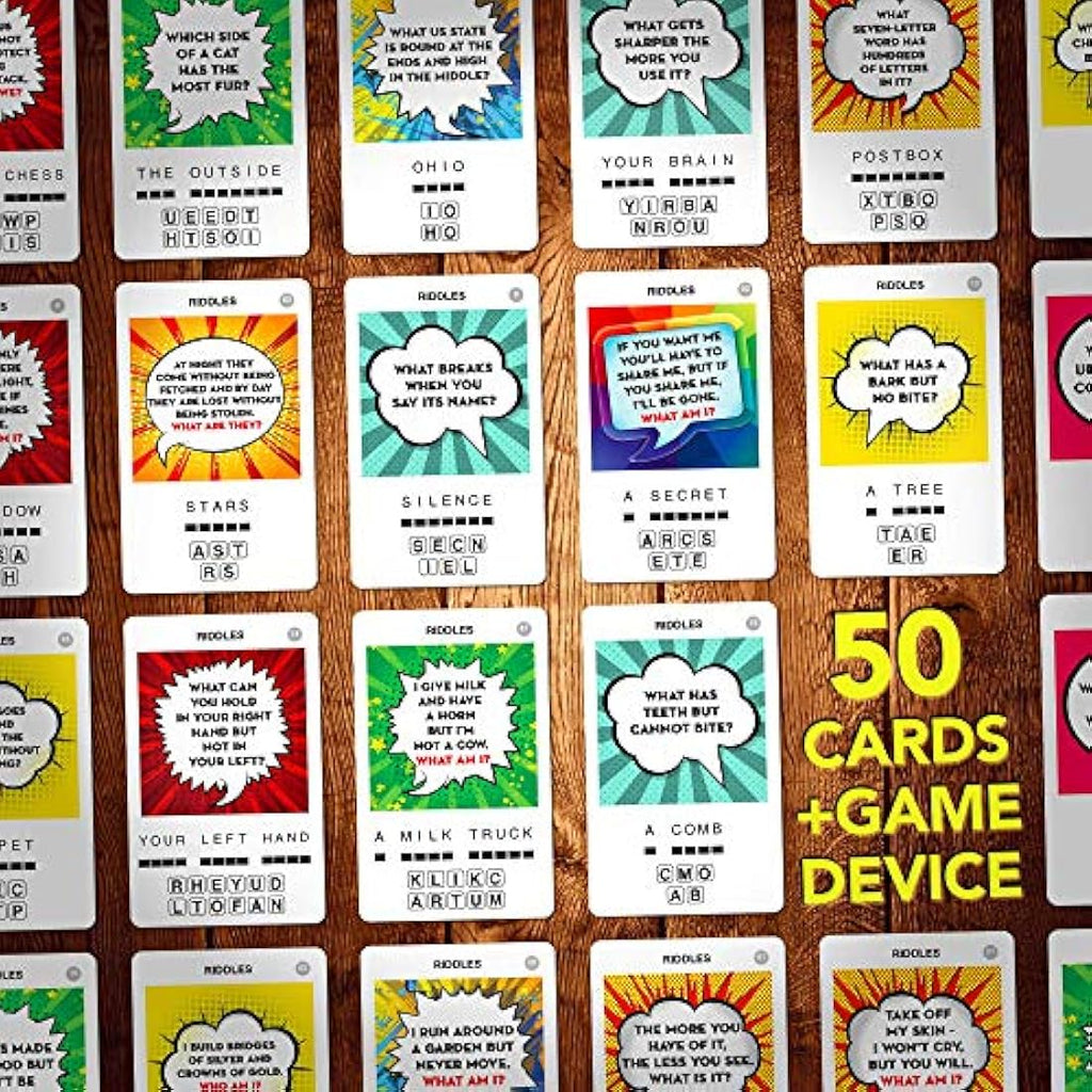 100 PICS Riddles Flash Cards – Travel Brain Teaser Game for Kids & Adults