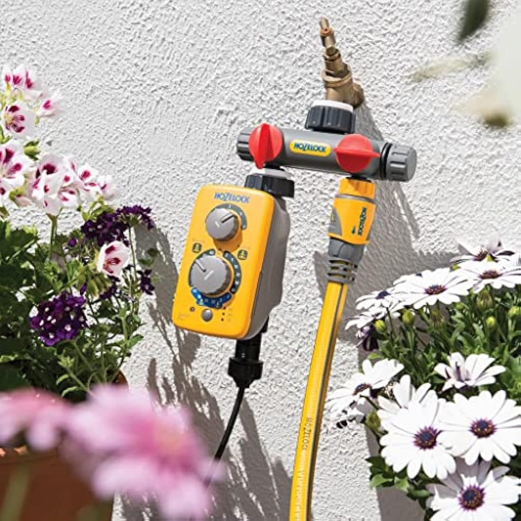 Hozelock 2-Way Multi-Tap Connector – Dual Hose Splitter with Flow Control