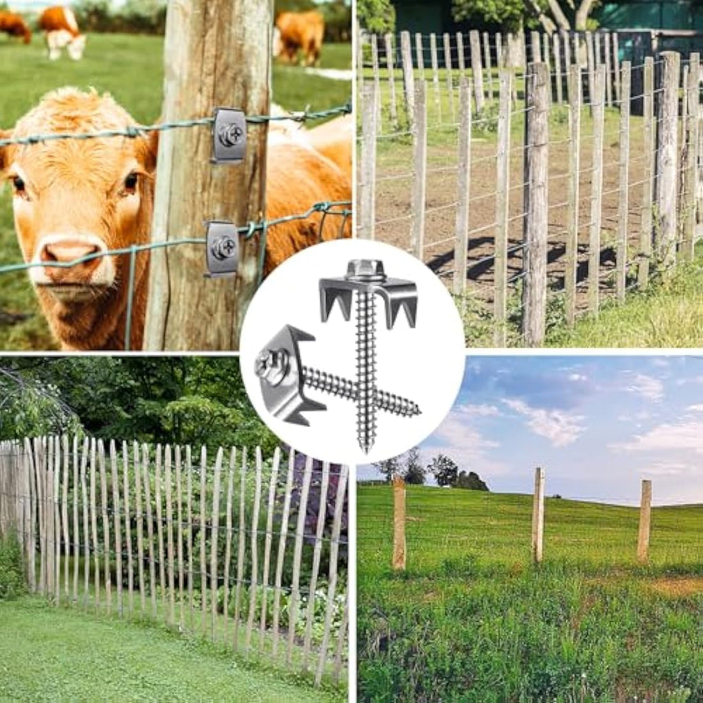 SELEWARE 200 Pcs Stainless Steel Fence Staples for Wire Mesh Fencing