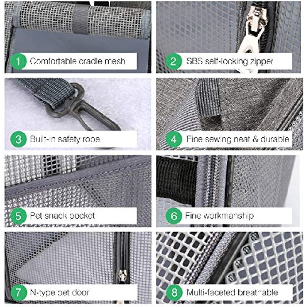Expandable Cat Carrier Backpack – Breathable Pet Bag, Black