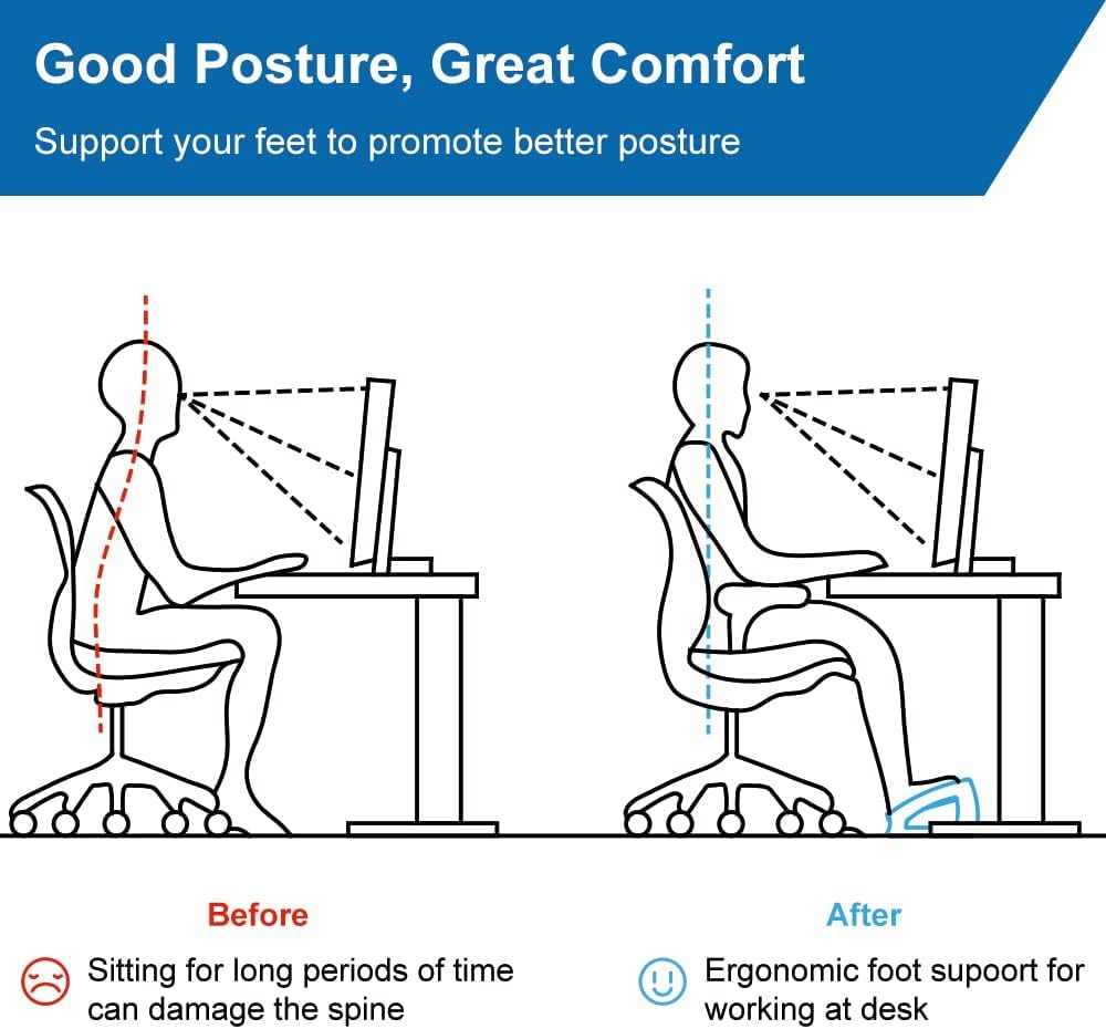 StrongTek Under Desk Footrest Wood 3 Adjustable Heights Office Black - image 2