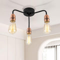 Harper Living 3-Light Vintage Semi Flush Ceiling Light - Black & Copper