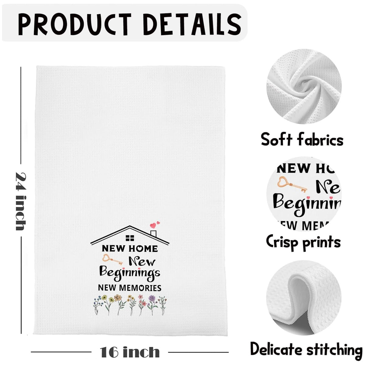 2PCS New Home Gifts Ornament Kitchen Towel House Warming Gifts White