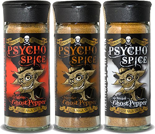 Psycho Spice Ghost Pepper Combo - 3 Pack Original, Chipotle & Sichuan