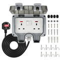 Anesty Outdoor Double Socket | IP66 Waterproof Garden Plug with 3m Lead