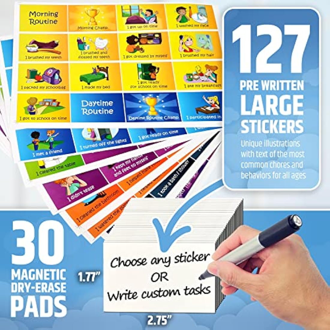 HMmagnets Magnetic Reward Chart for Kids – 127 Stickers & 50 Stars