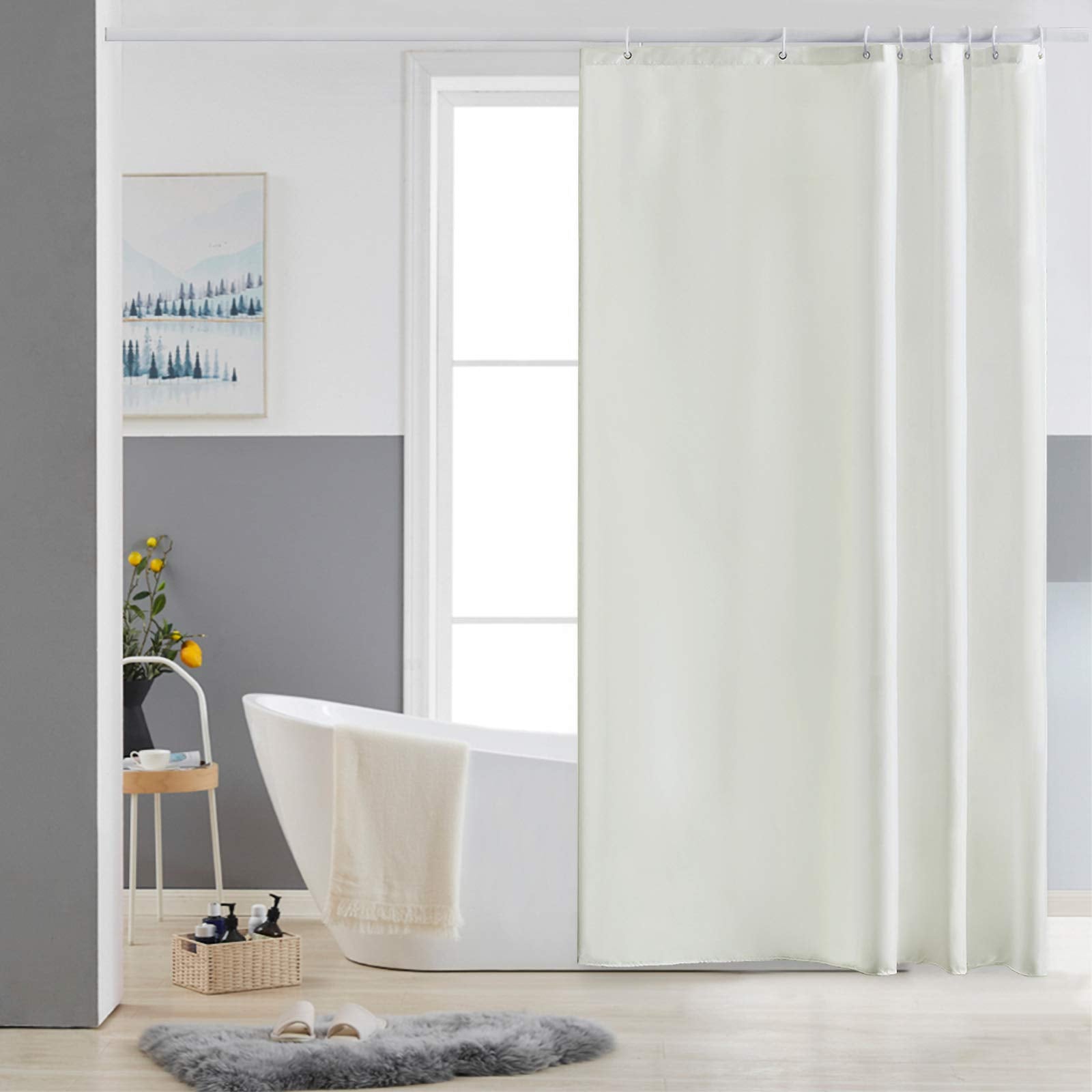 Beige Shower Curtain | Mold Resistant Washable Fabric 47x72"