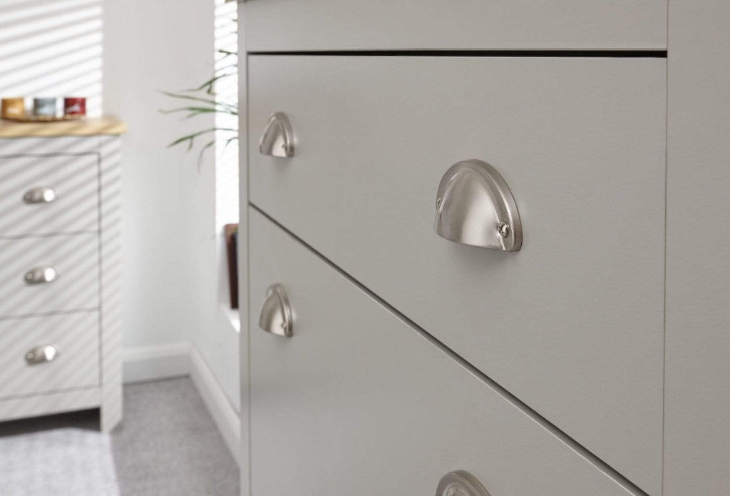 GFW Lancaster 2 Door 1 Drawer Shoe Cabinet – Grey with Oak Effect Top