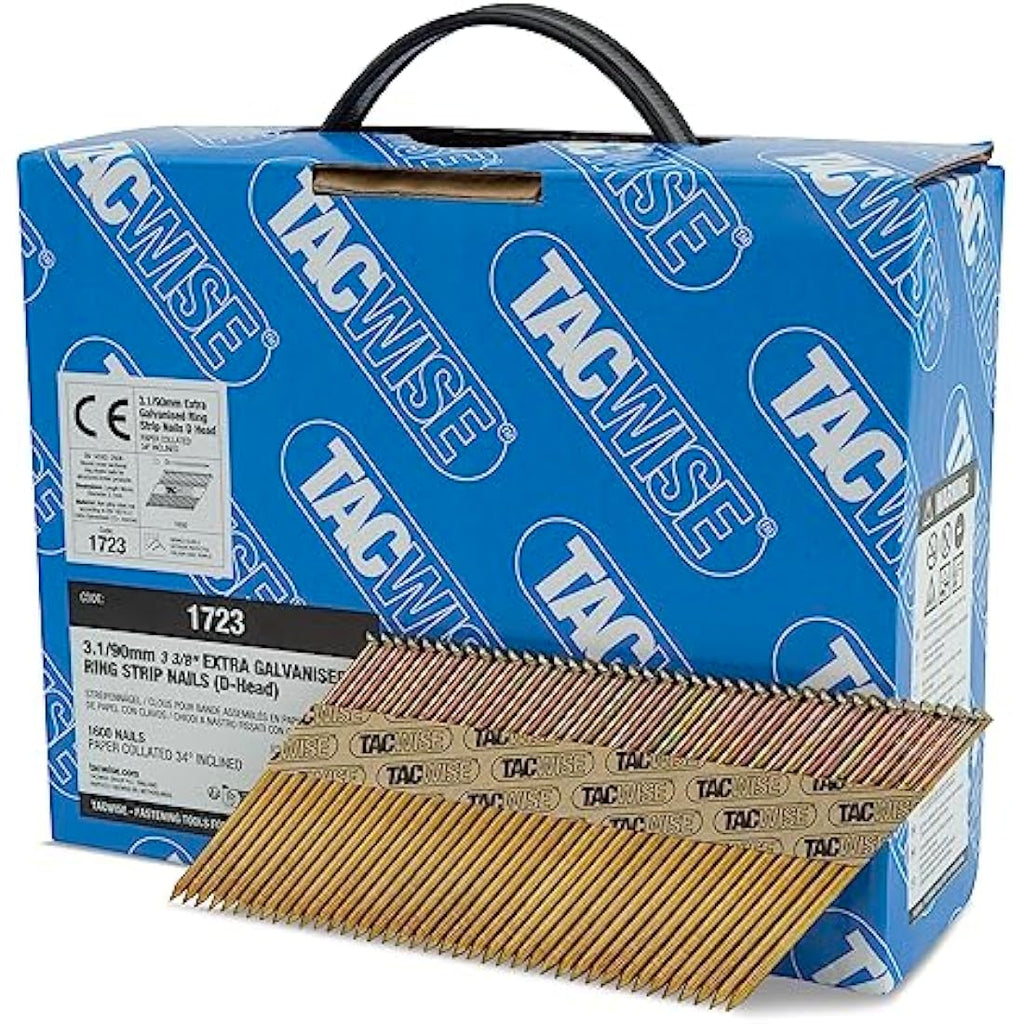 Tacwise 3.1/90mm Extra Galvanised Framing Nails | Ring Shank | 1600 Pack