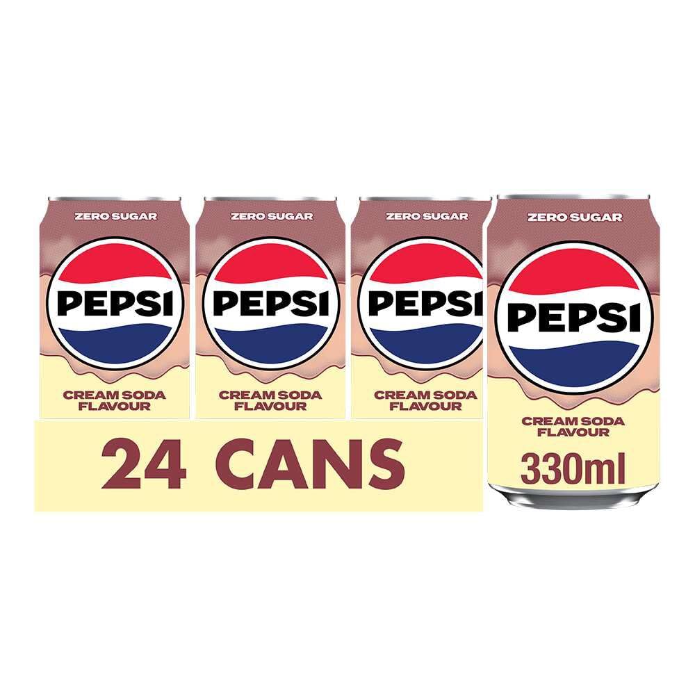 Pepsi Cream Soda Soft Drink - 330ml Cans - Bulk Pack of 24