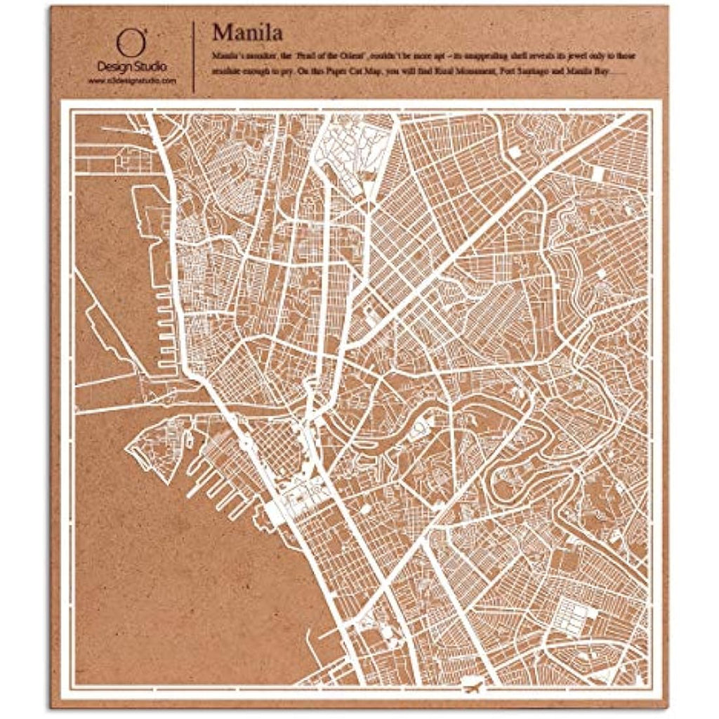 O3 Design Studio Manila Paper Cut Map – White 30x30 cm Wall Art