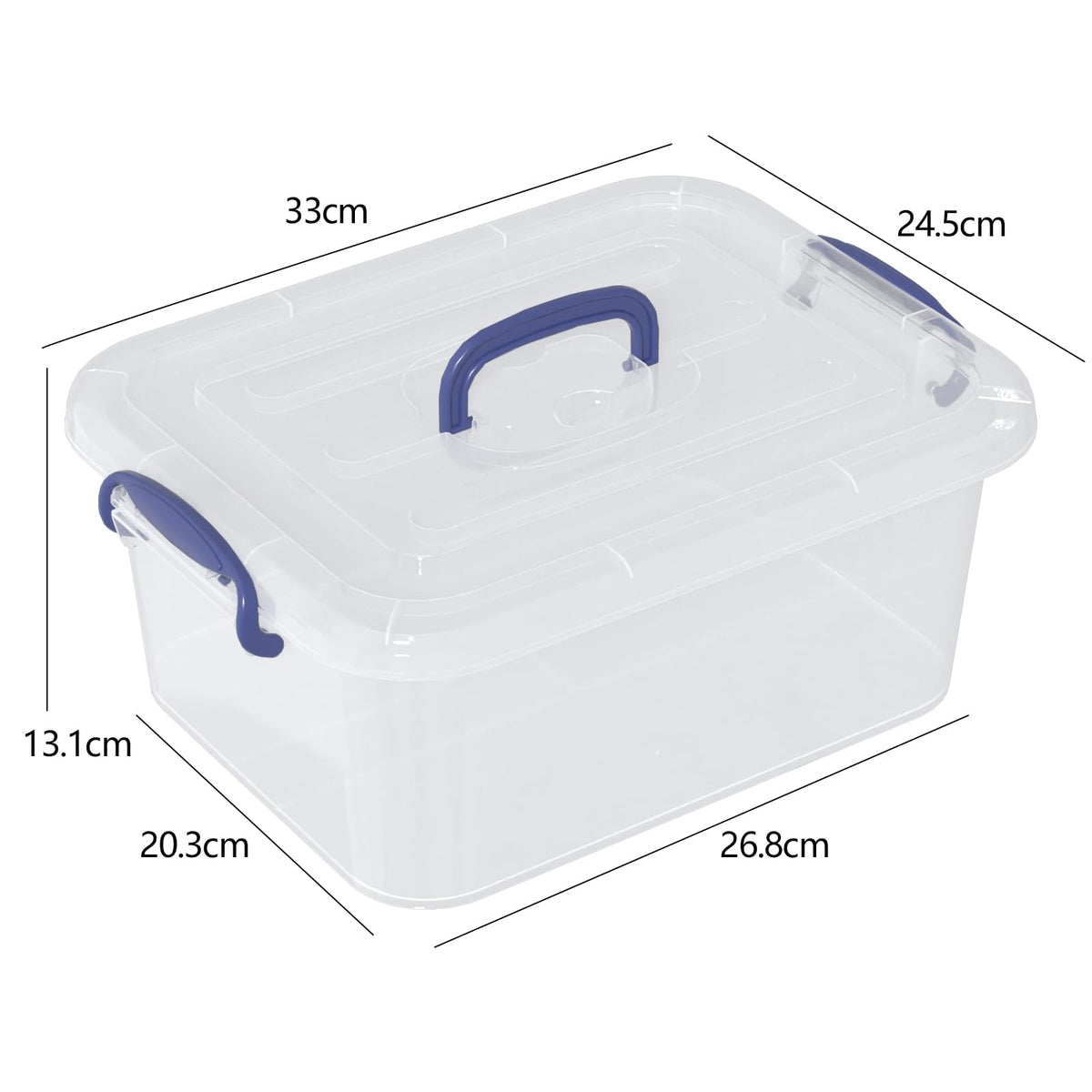 Xeabia 8 L Clear Plastic Latch Storage Boxes with Lid & Handle 2 Packs Blue - image 3