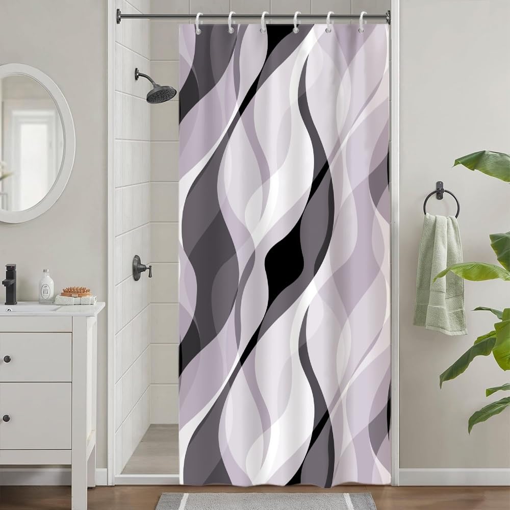 Uiiooazy Lavender Shower Curtain | Abstract Geometric Waterproof Polyester