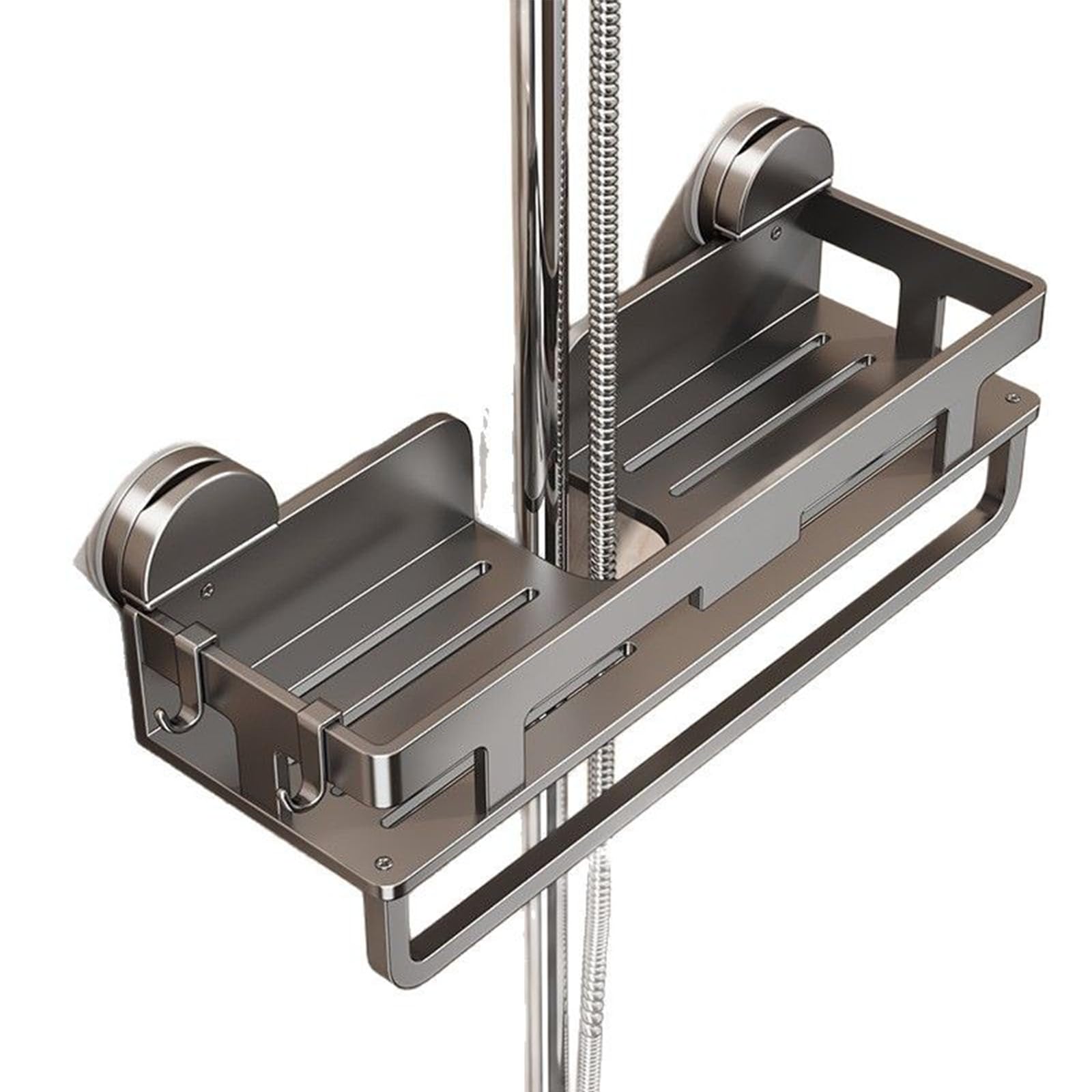 Suction Cup Shower Caddy – Aluminum No-Drill Bathroom Shelf
