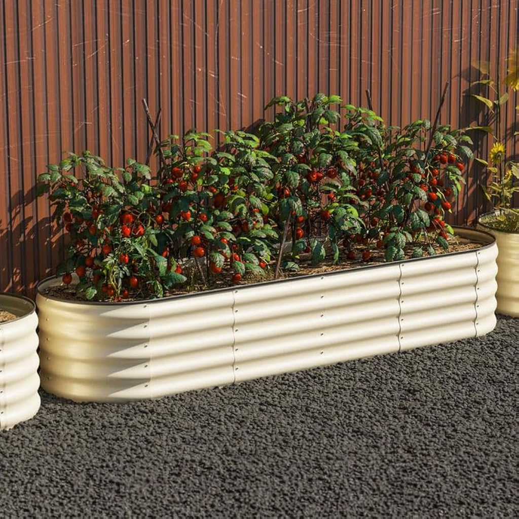 Byhagern Galvanized Raised Garden Bed – Anti-Rust Metal Planter, Beige
