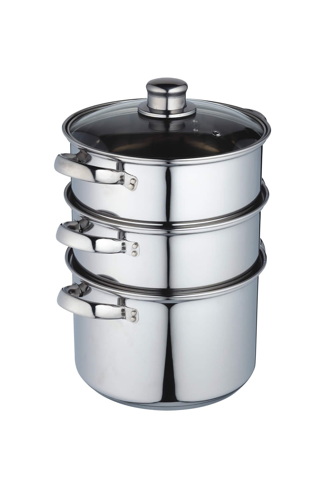 KitchenCraft 3 Tier Food Steamer Pan | 20cm Stainless Steel Induction Pot